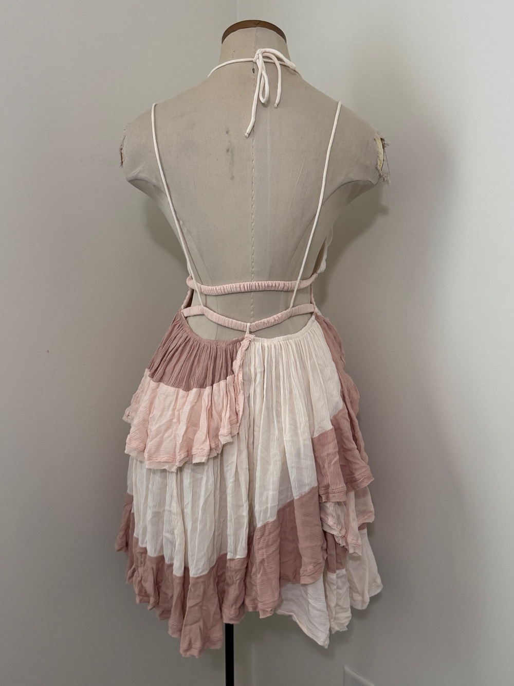 Free People XS Give It A Go Mini Dress ~ Flowy Ruffles Festival Fairy - Picture 3 of 8
